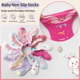 thumbnail image 4 of 12 Pairs Baby Girls Grips Socks Kids Toddlers Infants Anti Slip Non Skid Funny Cartoon Crew Breathable Cotton Socks, 4 of 6