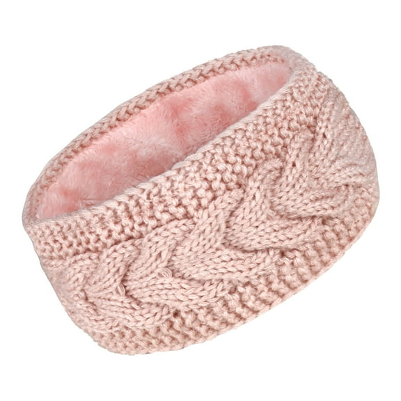 uvwlwu Knitted Thermal Headband Winter Ear Warmer Lined Head Wrap For Women Girls Outdoor Sports Cold Weather(Pink)