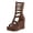 Coffee, variant on Women's Roman Retro Metallic Hollow out Leather Platform Wedge Mid Calf Boots Beach Summer Buckles Chunky Heels Gladiator Dressy Sandals Gold Size 7