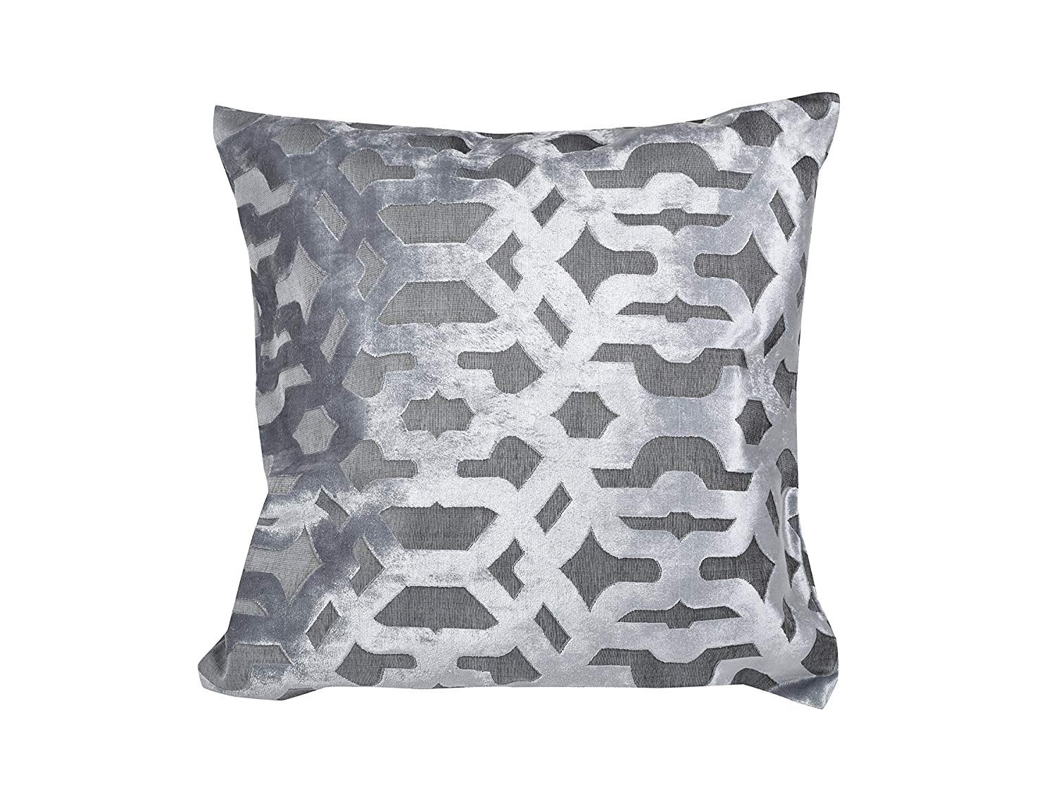 Velvet Geo Grey Decorative Cushion, 20" x 20"