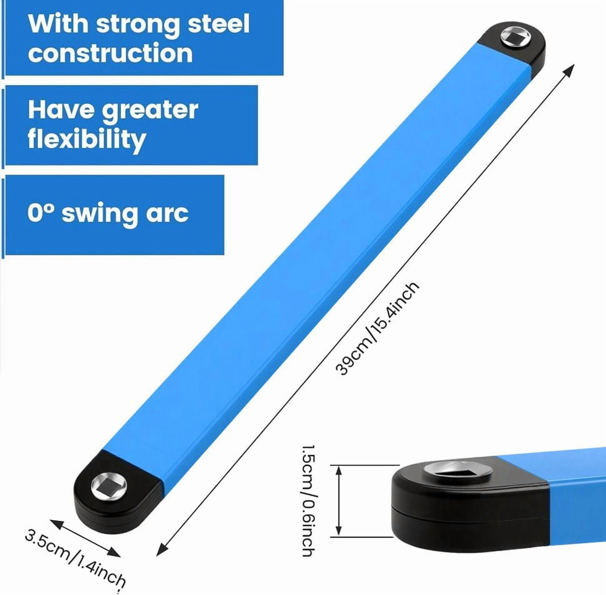 Impact Ready Offset Extension Wrench, Tight Reach Extension Wrench Set, With 1/2", 1/4" And 3/8" Square Drive Adapters, Universal Extensions Wrench For Small Place