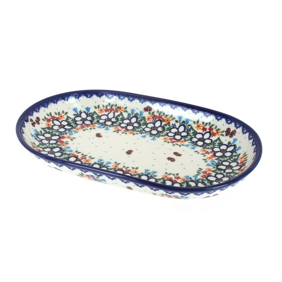Blue Rose Polish Pottery Scarlett Medium Oval Dish