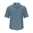 thumbnail image 7 of YLSDY Men Formal Button Down Shirts, Lightweight Loose Wrinkle Free Short Sleeve Tops Summer Work Office Casual Tees with Pockets Light Blue L, 7 of 7