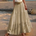 thumbnail image 4 of Miluxas Women Boho Style Pleated Skirts Elastic Waist Flowy Swing A-line Ankle Skirts with Pockets & Belts Khaki, 4 of 6