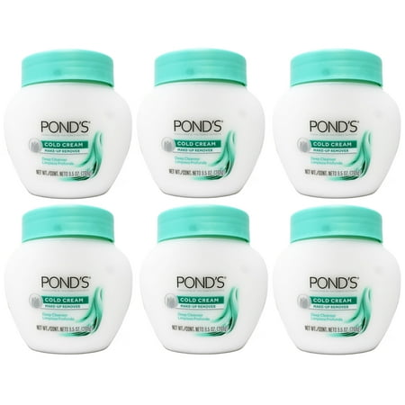 POND'S Cold Cream, Skin Care Facial Cleanser for All Skin Types, Deep Moisturizing Face Wash & Make -Up Remover, 9.5 oz - 6 Pack