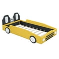 thumbnail image 2 of Euroco Upholsterered Race Car-Shaped Twin Size Platform Bed for Bedroom, Yellow, 2 of 9