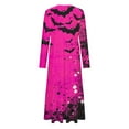 thumbnail image 4 of WXLWZYWL Womens Halloween Dress Plus Size Womens Dresses Fall 2024 Floral Printed Long Dress Long Sleeve Round Neck Sundress, 4 of 4