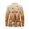 thumbnail image 4 of Chririnla Pumpkin Highland Cow Quick Dry Women's Golf Shirt Collared Long Sleeve 1/4 Zip Tennis Shirts for Women Tank Top Polo Pickleball Outfits for Golfing Tennis Workout,M, 4 of 7