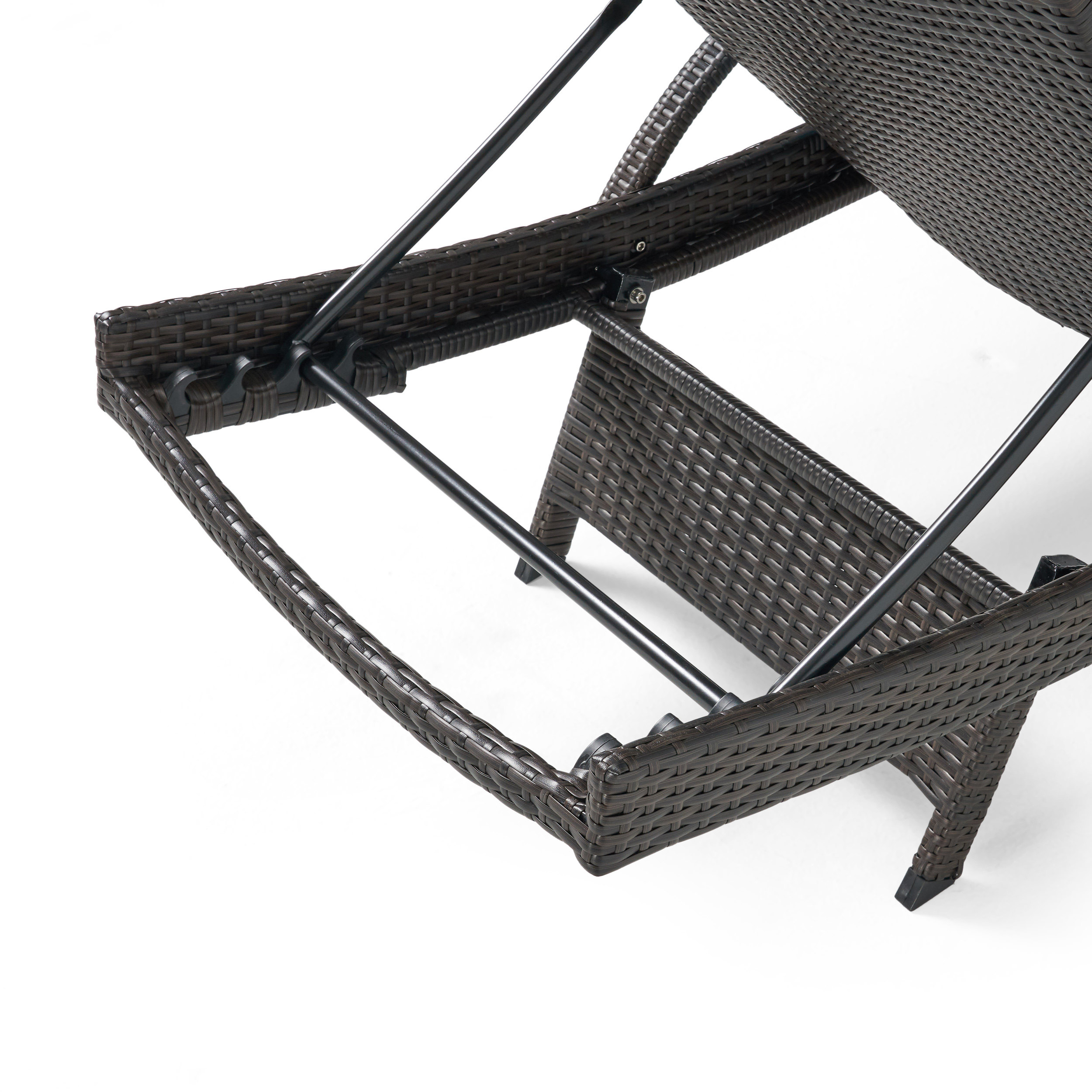 GDF Studio Olivia Outdoor Wicker Adjustable Chaise Lounge with Cushion, Multibrown and Red - image 4 of 8