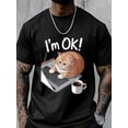 thumbnail image 6 of Men's T-Shirt I'm OK Lazy Orange Cat and Notebook Short Sleeve Casual Tee Classic Crew Neck T-Shirt for Men, Black 4XL, 6 of 6
