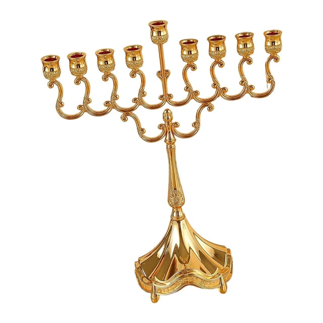 Menorá de Hanukkah de 9 brazos, portavelas metálico para sala de estar y eventos navideños. Oro
