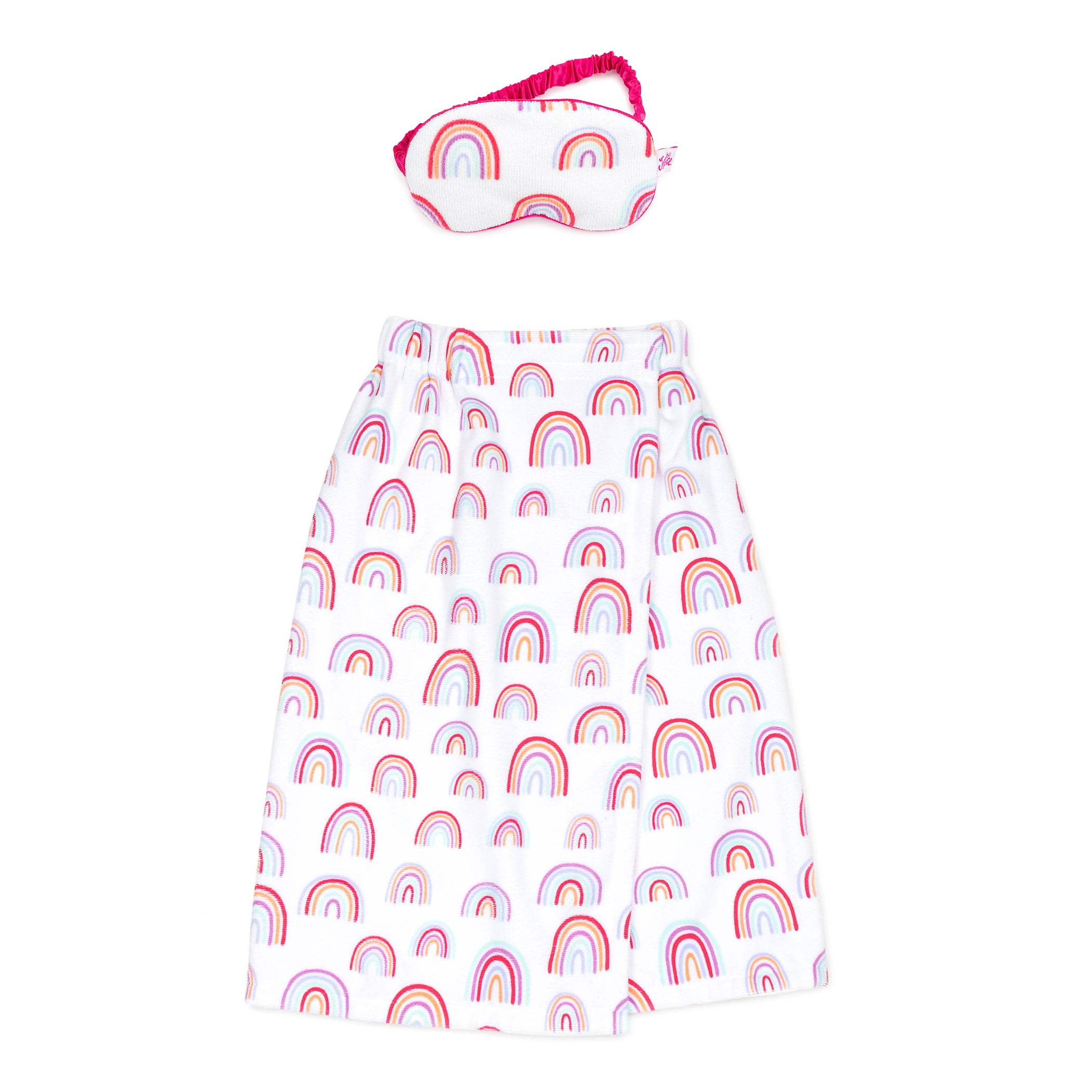 Justice Dreamer Bath Wrap and Eye Mask Set, Microfiber, White