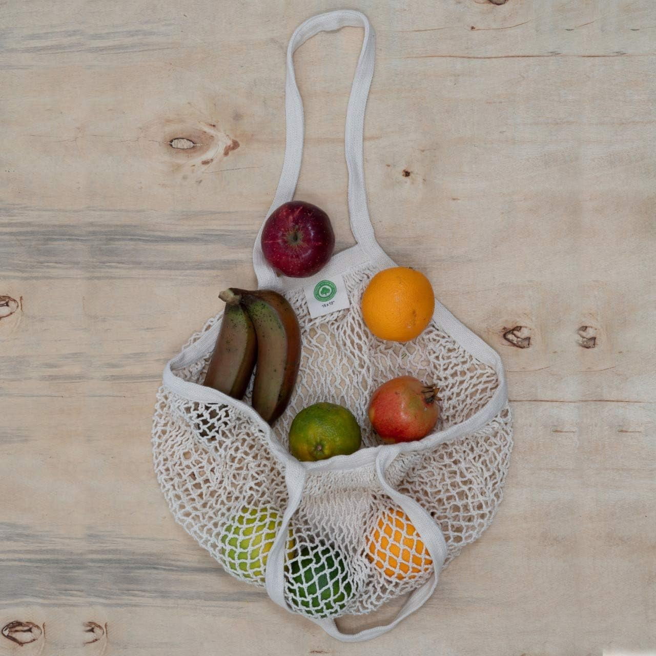YEKEYI Premium Cotton Mesh Grocery Totes - Reusable French Market Bags - 100% Cotton String Bags for Farmers Market, Produce, Grocery or Beach Trip (3 Pack)