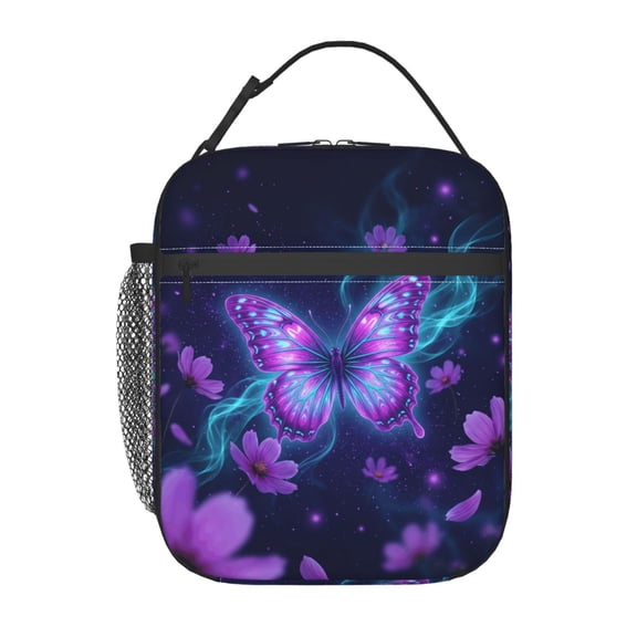 Butterfly Lunch Bag For Women, Reusable Butterflies Floral Theme Lunch Bags, Small Portable Foldable Insulated Lunch Bag For Work Office Travel Bento