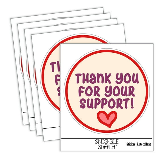 Thank You for Your Support Heart Car Window Bumper Water Bottle Phone Tablet Laptop Waterproof Vinyl Decal Sticker Set 5-Pack - Gloss Finish - 2.0"