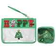 thumbnail image 2 of Juego de neceseres navideños transparentes - Organizador de artículos de tocador de viaje con bordado festivo de Papá Noel y árbol Un neceser de maquillaje, 2 of 2