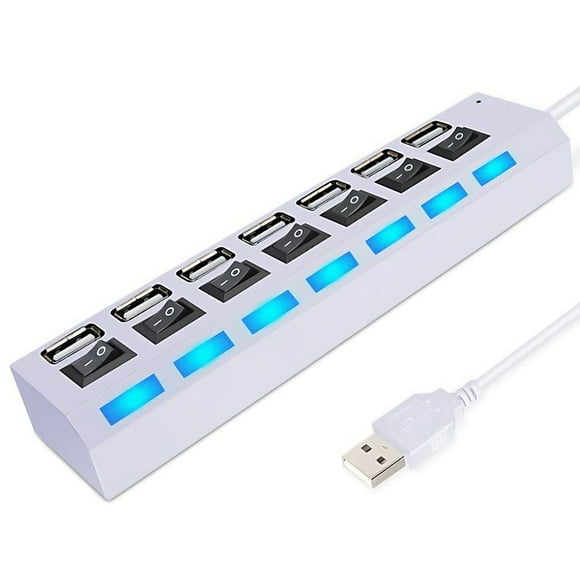 Hub USB NexusPortUSB Blanco 7 Puertos USB 2.0 Windows Mac Linux