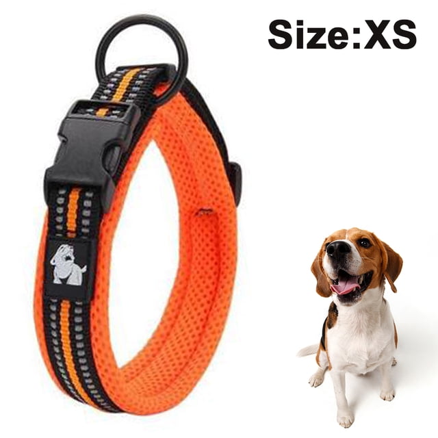 Collar de perro mediano y grande Collar de perro acolchado de malla reflectante 3M Collar de mascota de aventura al aire libre de nailon ajustable Adepaton 2034517-5