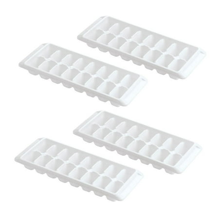 Kitch Easy Release White Plastic Ice Cube Tray, 16 Cube Trays (Pack of