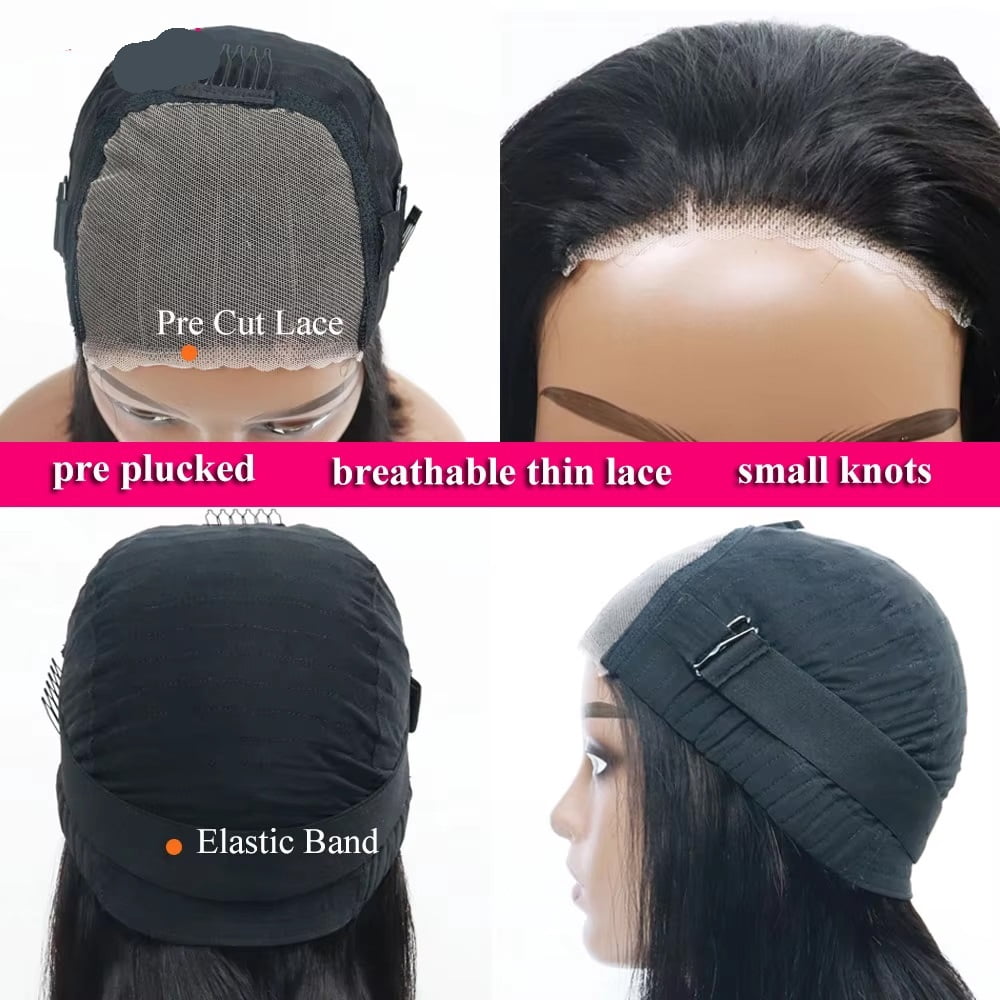 250% Density Bob Wig Body Wave Wear for Women 100% Human Hair Pre Plucked Lace Wig