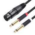 thumbnail image 3 of Cable de micrófono XLR de 1/2/3M a doble conector Mono TS de 635mm conector chapado en oro, 3 of 8