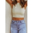 thumbnail image 2 of POGLIP Women's Apricot Keyhole Back Ribbed Knit Tank Crop Top, 2 of 6