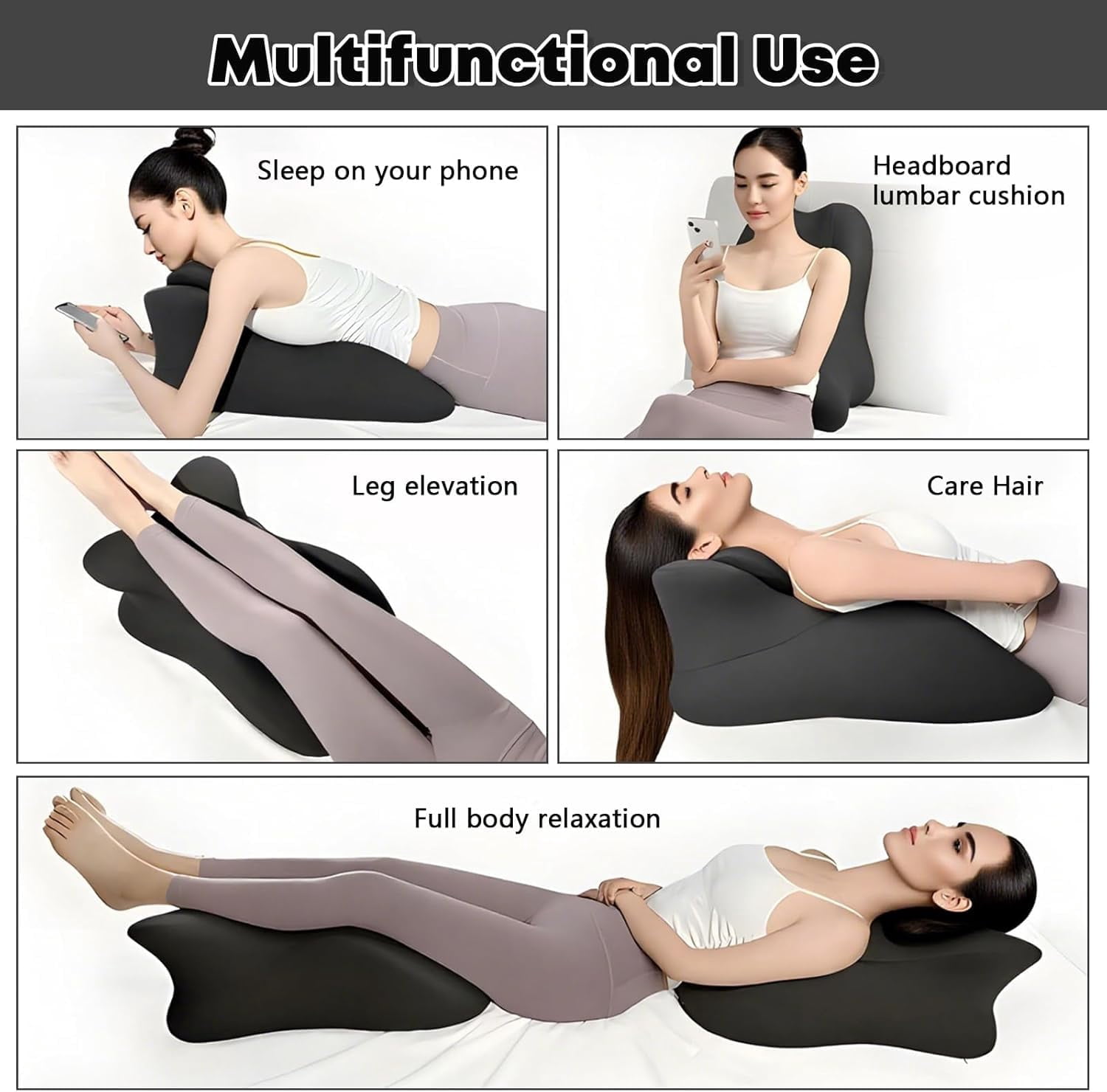 Memory Foam Wedge Pillow, Ergonomic 27-Degree Angle Support for Back, Neck & Legs, Multi-Use Lounger Cushion for Reading, Sleeping, Reclining – Removable Washable Cover