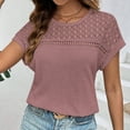 thumbnail image 6 of ZyeKqe Summer Tops for WomenCrochet Short Sleeve Shirts Hollow out Crewneck T Shirts Beach Vacation Top, 6 of 7
