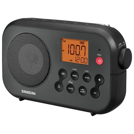 Sangean Compact Portable Rugged AM/FM NOAA Weather Band Alarm Clock Radio Receiver with Built-in Speaker