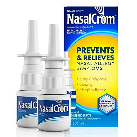 NasalCrom Nasal Spray, Prevents and Relieves Nasal Allergy Symptoms, Non-Drowsy, 200 Sprays, 0.88 FL OZ (Pack of 2)