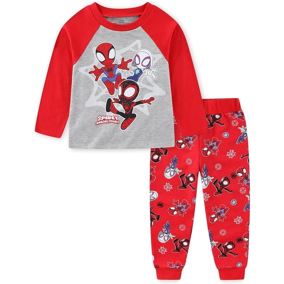 Marvel Spidey & His Amazing Friends Long Sleeve Shirt and French Terry Pants Set(Boys), 2 Piece Set, Sizes 2T-6