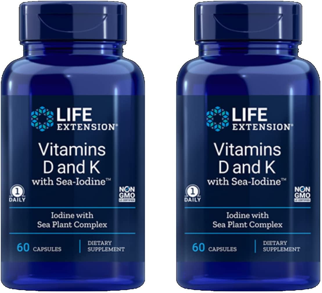 Buy Life Extension Vitamin D & K With SeaIodine 60 Caps Pack of 2