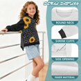 thumbnail image 6 of Xoenoiee Sunflower Leopard Print Girls Casual Pullover Top, Oversized Crewneck Sweatshirt with Side Slit, Long Sleeve Tunic Sweater Fall Outfits, 7-8 Years, 6 of 7