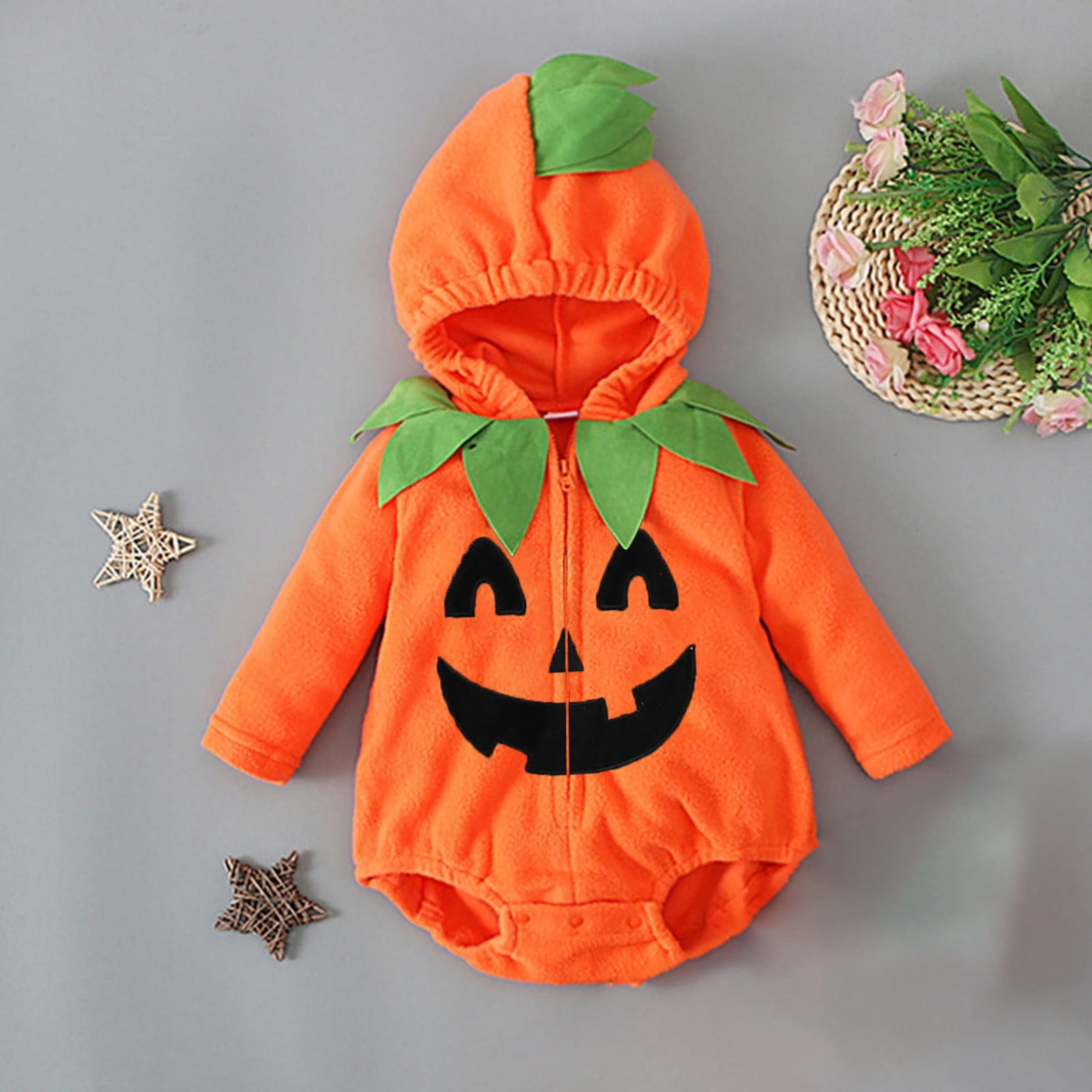 Pumpkin Baby Romper Hoodie Baby Clothes Baby 0-6 Months