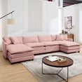 thumbnail image 3 of Liangfu Modular Sectional Sofa with Movable Ottoman - Premium Chenille Fabric, Convertible U-Shaped Couch Chaise for Living Room, 300 lbs Capacity Pink, 3 of 8