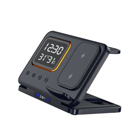 Multipurpose Charging Station Digital Clock With Soft Glow Night Light Feature