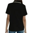 thumbnail image 5 of Olyvenn Women's Shirt Collar Contrast Trim Half Button Tee Top Lapel Neck Short Sleeve T Shirt Blouse for Women Black XXL, 5 of 7
