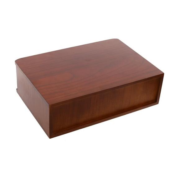 Lockable Wooden Desktop Storage Box with Drawer, Non-Slip Base, and Modern Design, Ideal for Organizing Files and Office Essentials