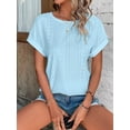thumbnail image 4 of Aricy trending women tops summer Eyelet Embroidery Crewneck Casual Short Sleeve Blouse Trendy T Shirts for Womens Clothes Trendy Shirts Tunic Tops, 4 of 4