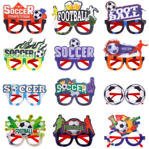 12Pcs World Soccer Tournament Themed Eyeglasses for Soccer Fans Party Favors Gifts Soccer Game Day Decoration Football Party Photo Props