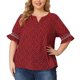 thumbnail image 1 of Women's Plus Size Blouse Pin Dots Smocked Floral Boho Blouses Red 3X, 1 of 7