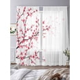 thumbnail image 4 of Cherry Blossom Semi Sheer Curtains 96 Inch Length 2 Panels Set, Spring Pink Floral Branches Watercolor Sheer Kitchen Curtain Privacy Voile Window Curtain for Living Room Bedroom Rod Pocket Drapes, 4 of 7