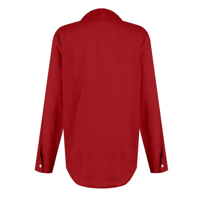 Jzuxvd Womens Button Down Shirts Gauze Cotton Dress Shirt Long