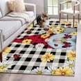 thumbnail image 2 of Kitchen Mats for Floor 3x5 Ft, Gnomes Daisy Non Slip Area Rugs for Kitchen Bedroom Entryway, Retro Farmhouse Floral Black Buffalo Plaid Washable Carpet Runner Rug Floor Mats for Bedroom Home Decor, 2 of 9