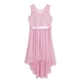 thumbnail image 5 of vastwit Flower Girls High Low Dress Kids Floral Lace Chiffon Sleeveless Wedding Bridesmaid Dress Dusty Pink 8, 5 of 7