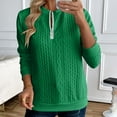 thumbnail image 2 of LEBONYARD Women's Trendy Half Zipper Crew Neck Small Dough Twists Solid Colored Tops Casual Loose Warm Fit Long Sleeve Round Neck Winter Sweaters, 2 of 9