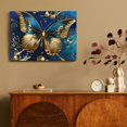 thumbnail image 4 of YILUYINQING Butterfly Gold Blue Canvas Wall Decor for Bedroom Home, Modern Art Prints Ready to Hang Room Art Decor 16x12in, 4 of 6