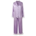 thumbnail image 4 of Women Fashion Solid Casual Comfort Pajamas Set Long Sleeve Shirt Trousers Two Sets Dressy Pant Suits for A Wedding Petite plus Size Pant Suits Dressy 3 Piece Women Suits Womens Dressy Suits Designer, 4 of 4