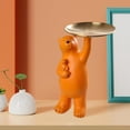 thumbnail image 3 of Estatuilla de oso creativa Soledad bandeja de almacenamiento de llaves para joyería resina naranja, 3 of 6