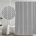 thumbnail image 4 of Grey Geometric Shower Curtain Set - Long 72" x 84" Washable Bathtub Curtain with 12 Hooks, Modern Pure Color Abstract Striped Waterproof Fabric Stall Shower Curtains for Bathroom/Bathtub Décor, 4 of 6